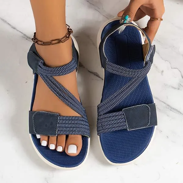 Women's Stitching Detail Casual Velcro Sandals 03527651C