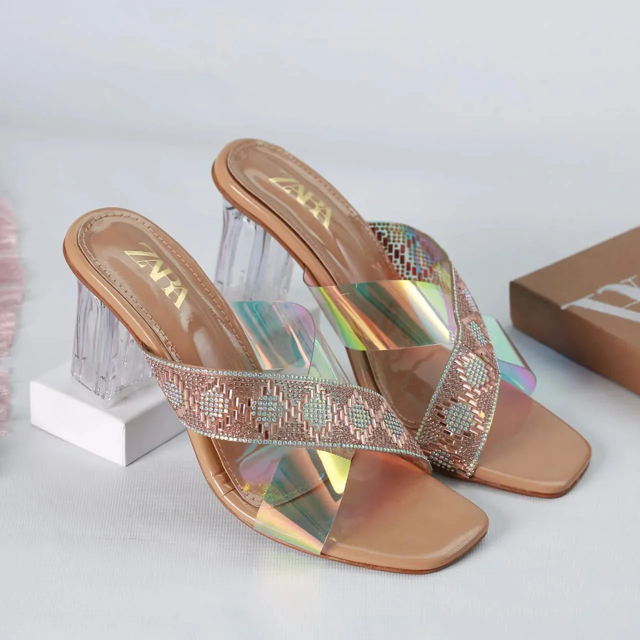 ZARA TRANSPARENT HEELS - BLACK